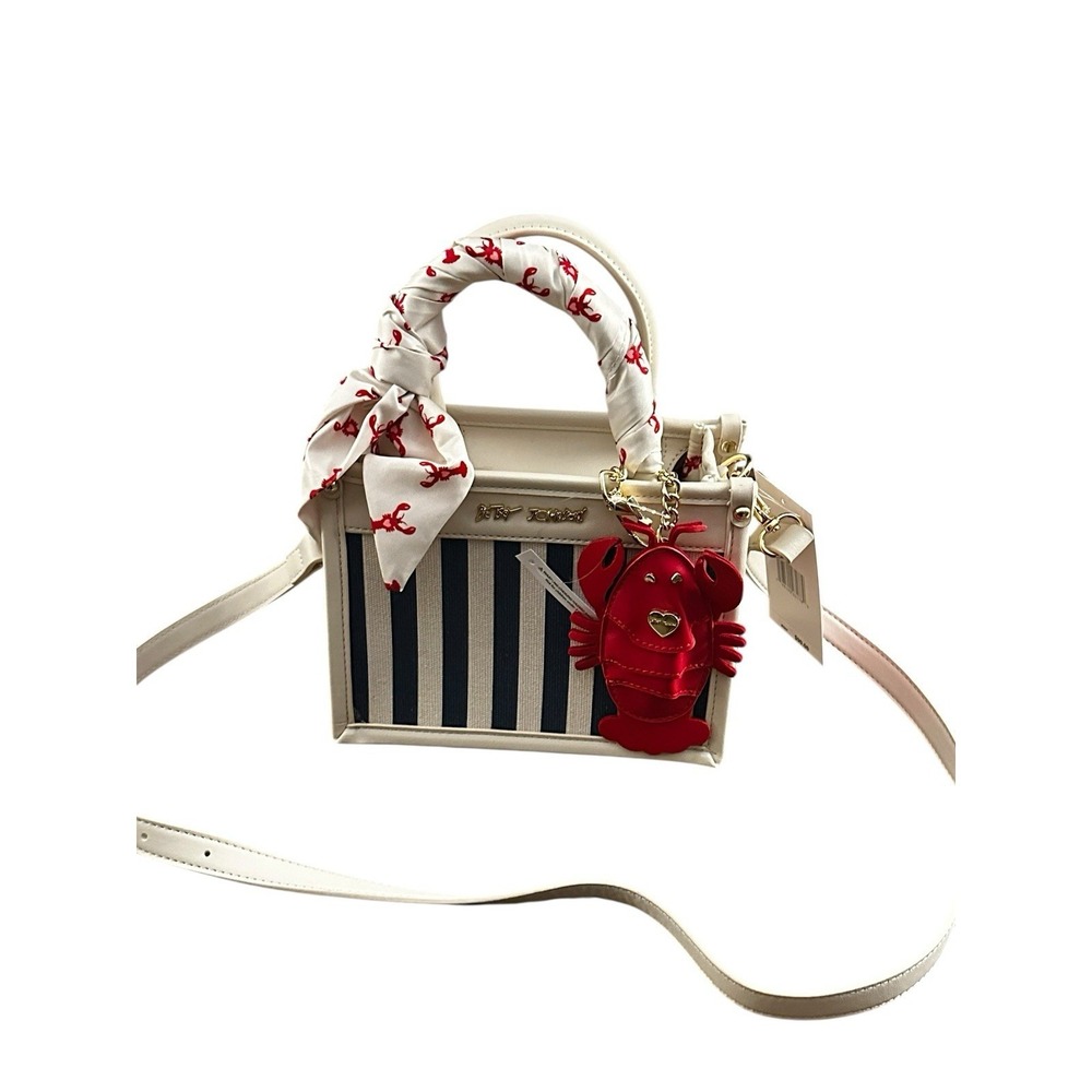 Betsey Johnson Bag Nautical Lobster Charm Lucy Navy Stripe Crossbody Purse‎ NWT